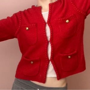 J. Crew Odette Sweater Lady Jacket, XS, Red